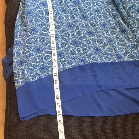 Lane Bryant Blue Floral Sheer Maxi Dress w/Hi-Low Hem Adjustable Tie Belt-22/24 - Picture 12 of 12